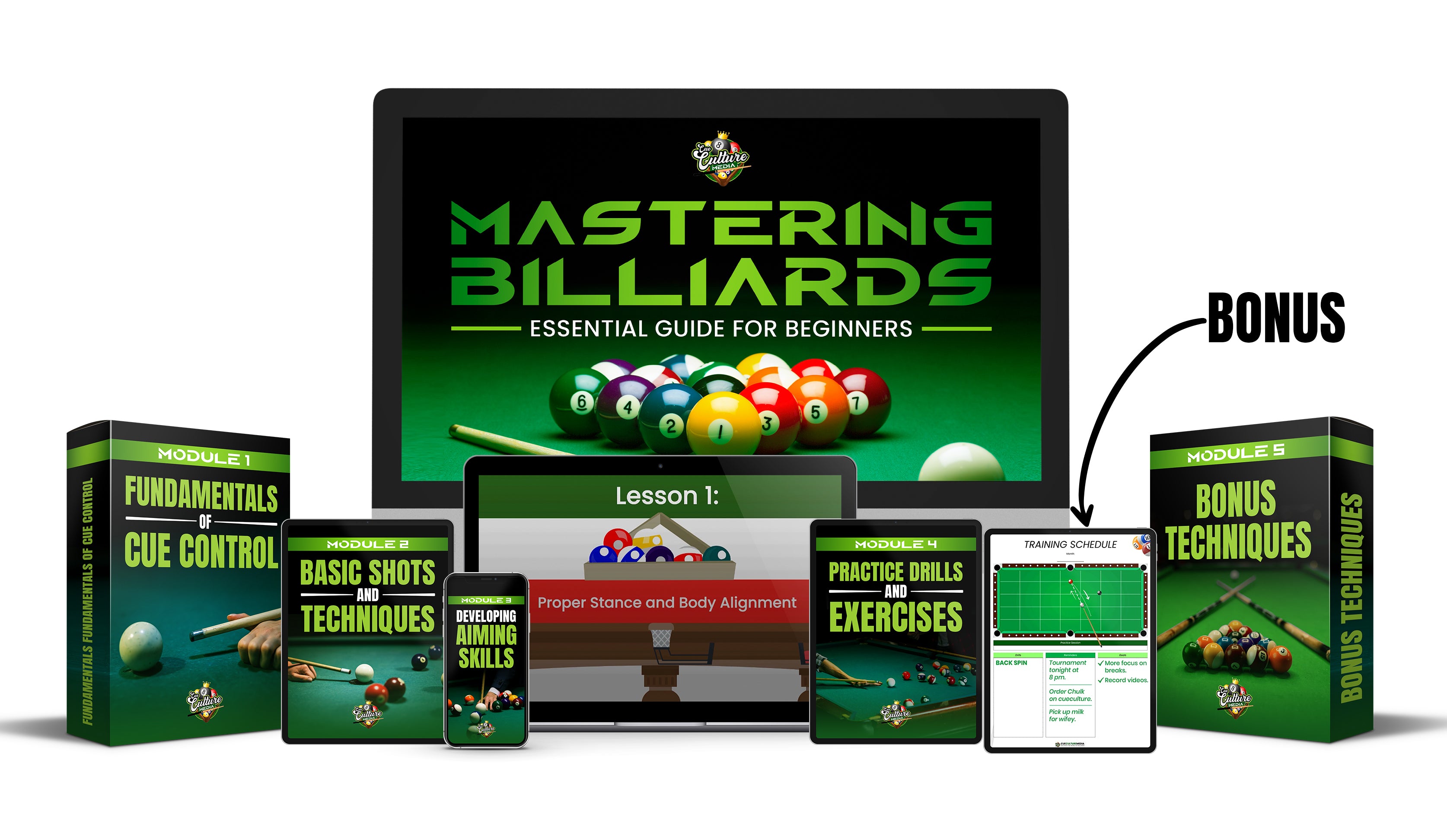 Mastering Billiards: Essential Guide for Beginners Course (Bundle + Training Calendar 🗓️)